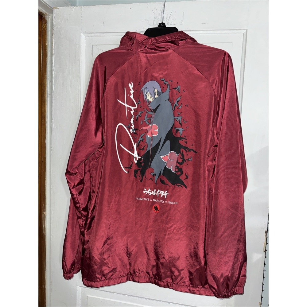 Primitive x Naruto Jacket Mens Medium Red Itachi Coaches Bomber Shippuden Skater